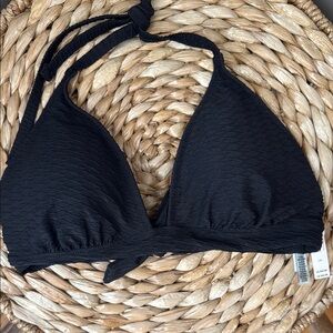 VS NWT Black Textured Bikini Top